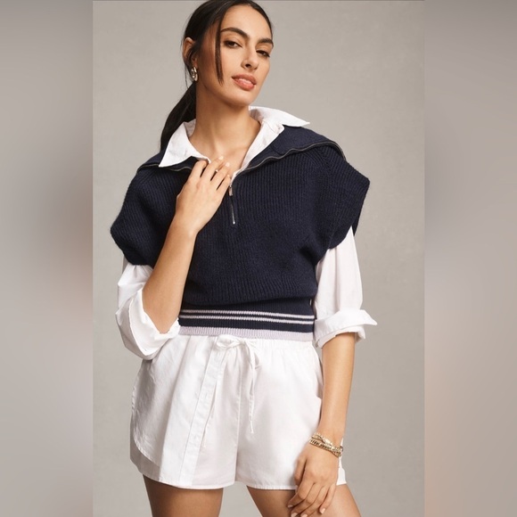 NWT. Maeve Quarter-Zip Sweater Tee - Picture 2 of 3